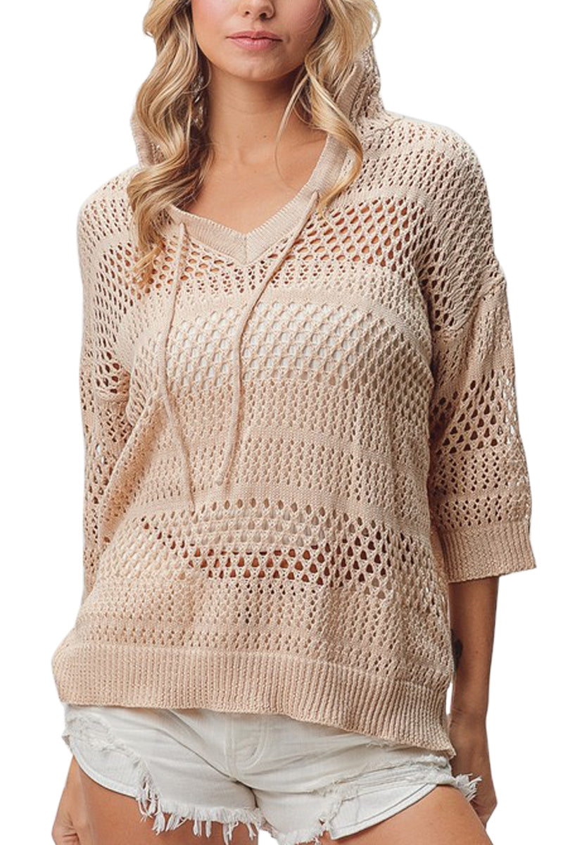 V-Neck Open Hoodie