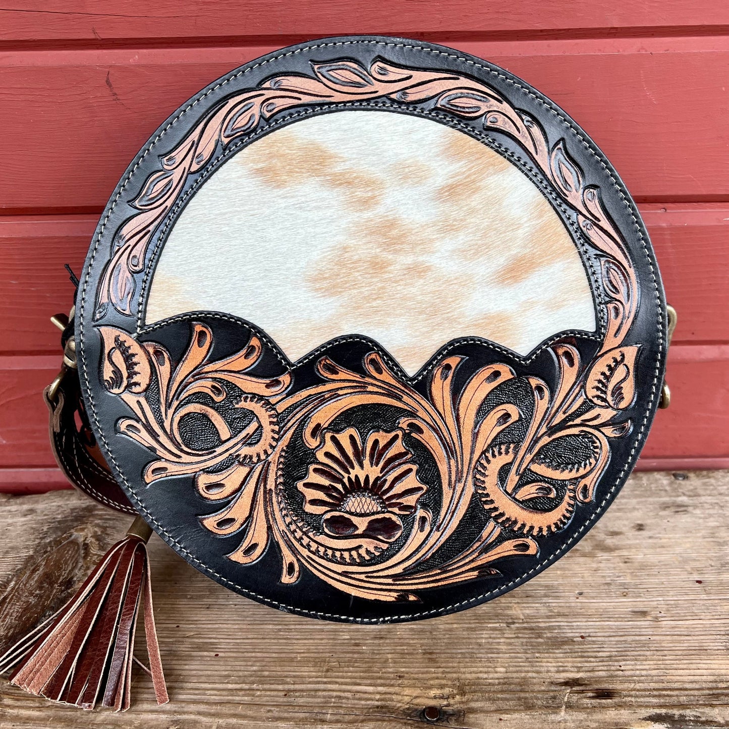 Round Hand Tooled Bag