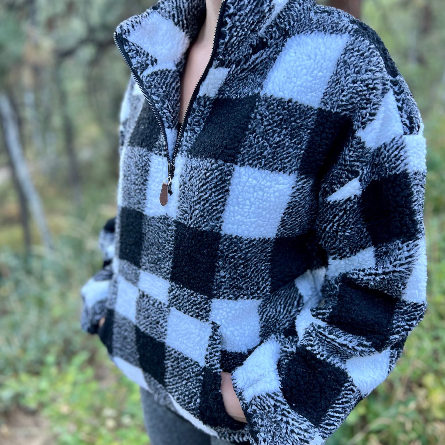 Plaid Quarter Zip Pullover