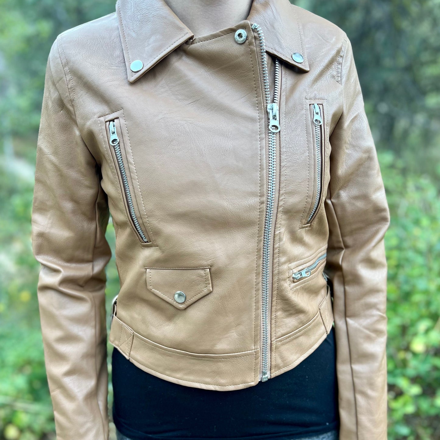 Faux Leather Camel Jacket
