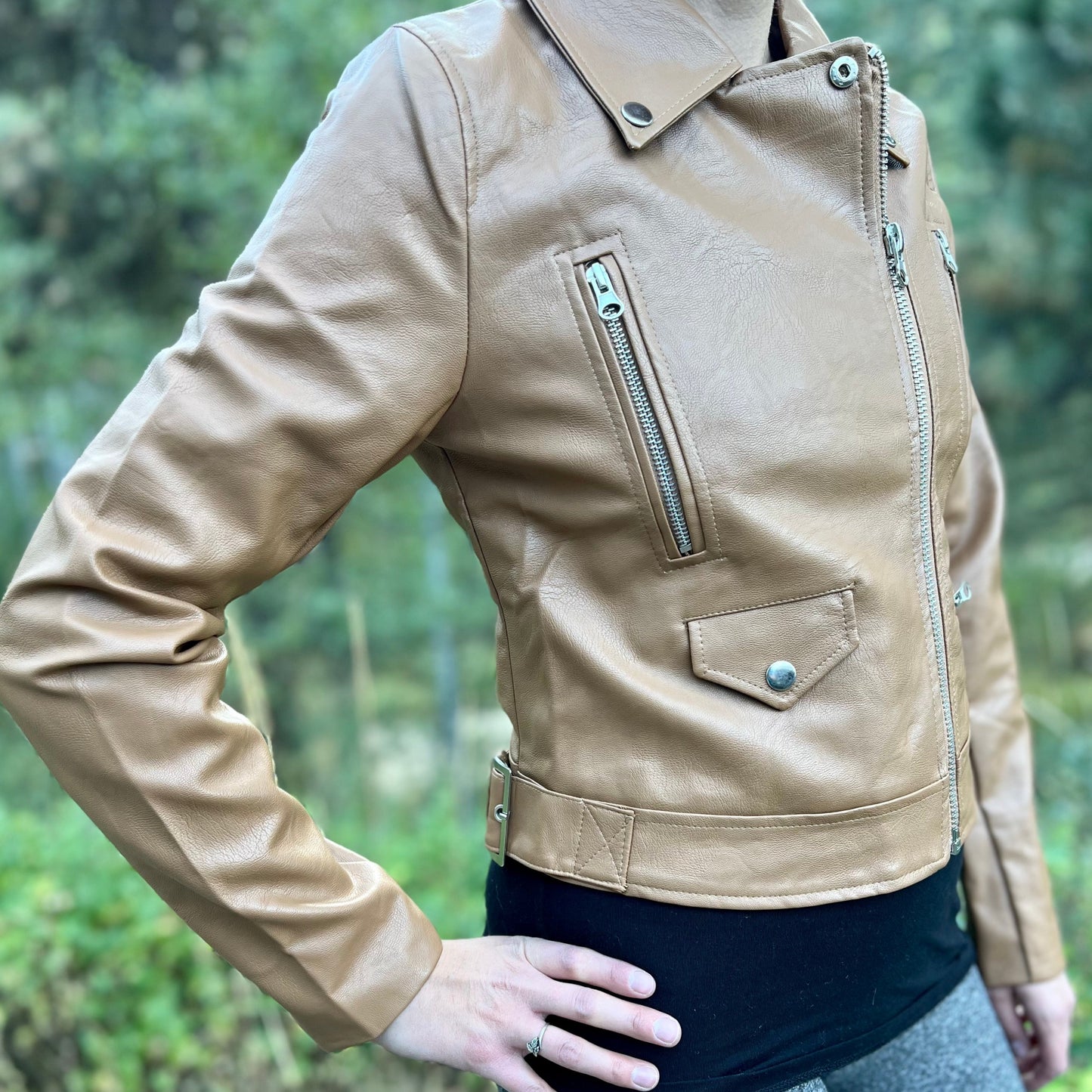 Faux Leather Camel Jacket