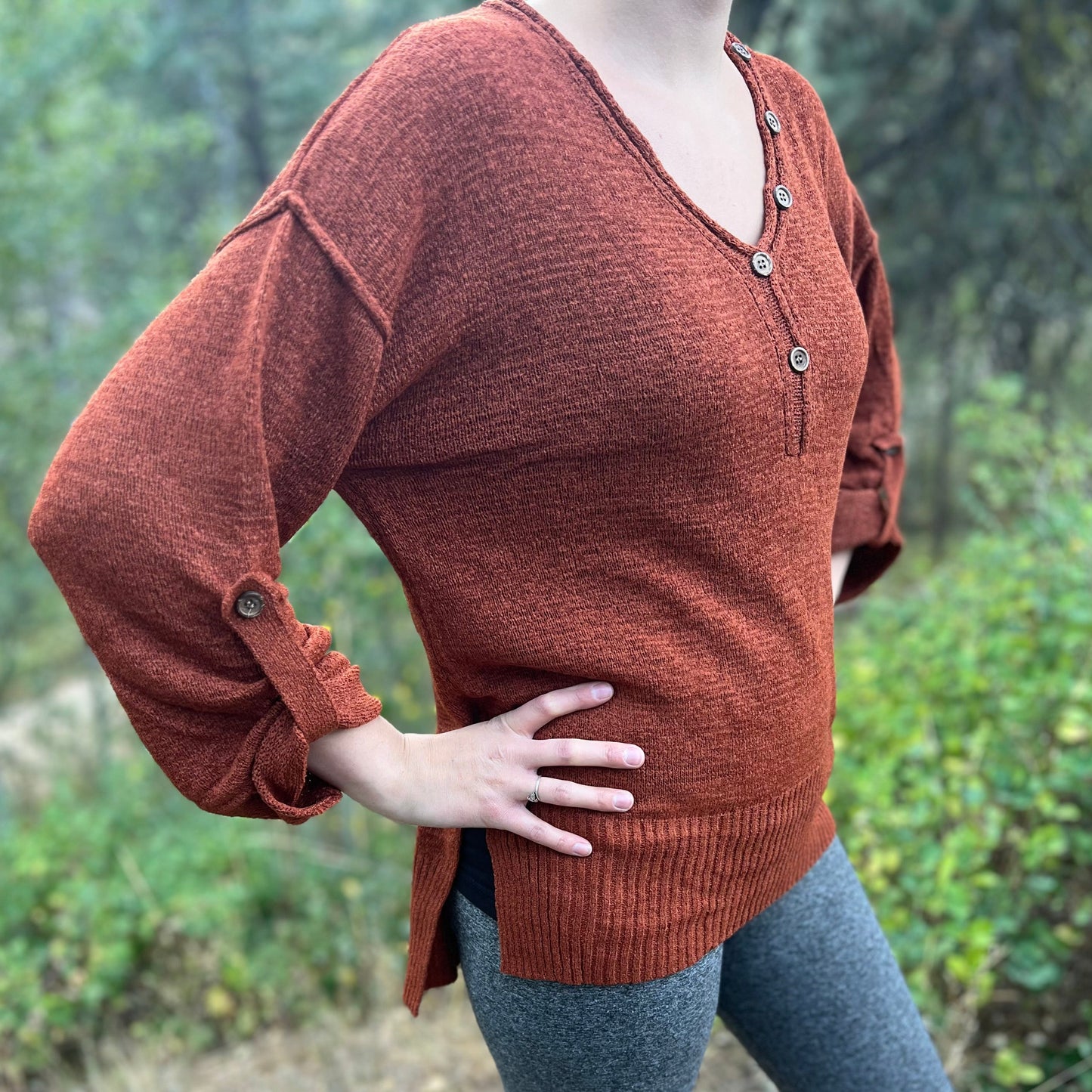 V-Neck High Low Sweater