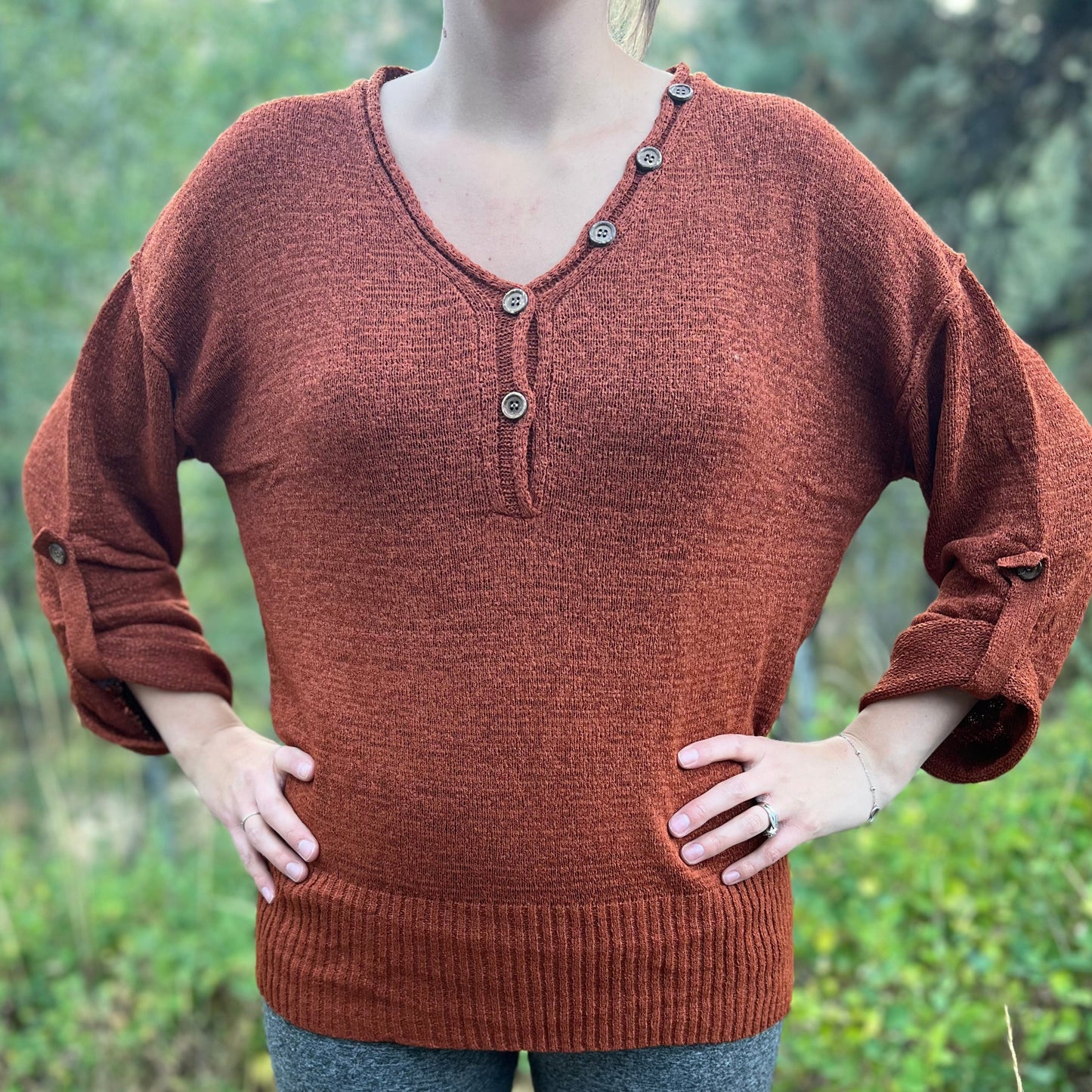 V-Neck High Low Sweater