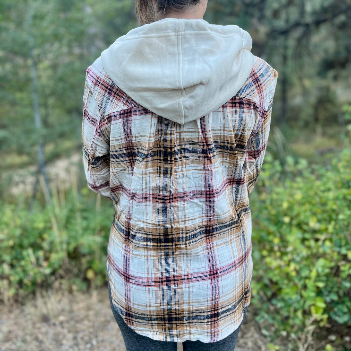 Hooded Plaid Sweater Jacket
