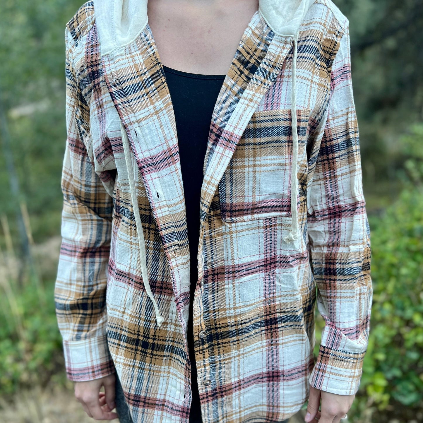 Hooded Plaid Sweater Jacket