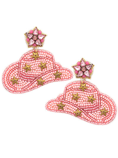 Pink Cowboy Hat Earrings