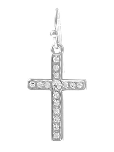 Dainty Dangly Rhinestone Cross Earrings