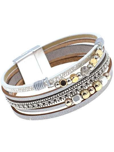 Magnetic Grey Beaded Bracelet