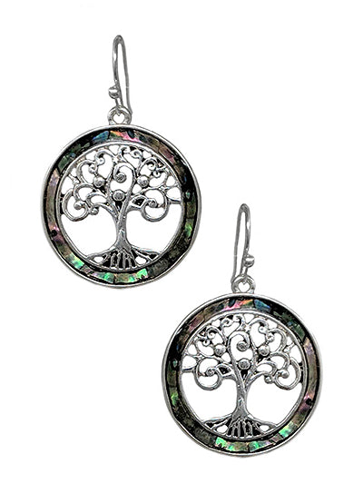 Tree of Life Abalone Earrings