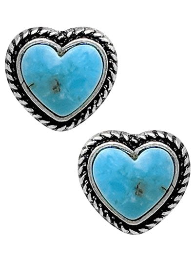 Western Stud Heart Turquoise Earrings