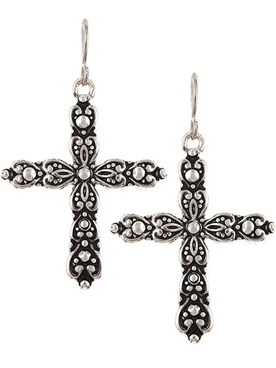 Filigree Dangly Cross Earrings
