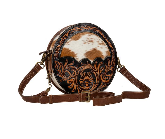 Round Hand Tooled Bag
