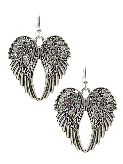 Heart Shaped Wing Earrings