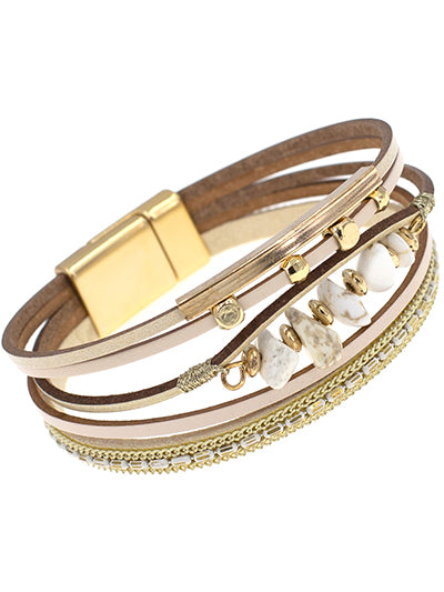 Leather Stone Magnetic Bracelet