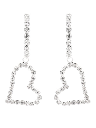 Rhinestone Heart Dangly Earrings