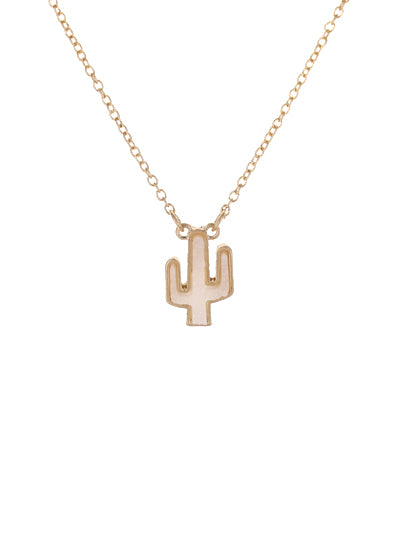 White Cactus Druzy Stone Necklace
