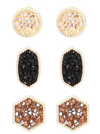 3 Pair Post Earring Set