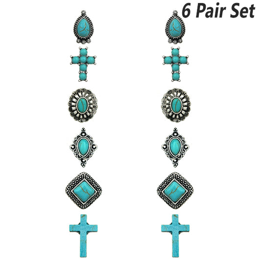 6 Piece Stud Turquoise Set