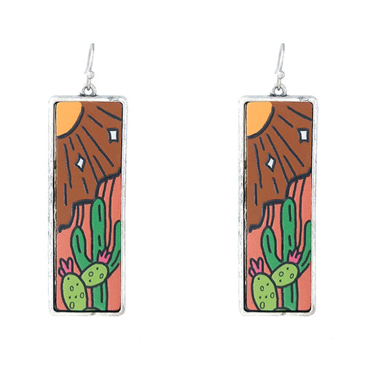 Leather Cactus Earrings