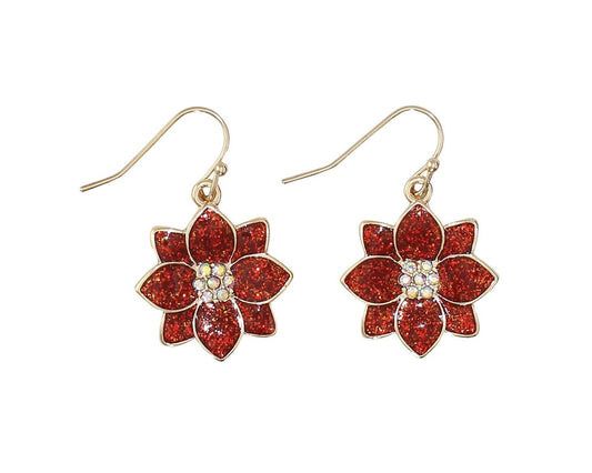 Glittery Poinsettia Earrings