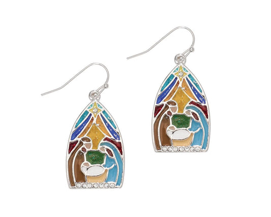 Stained Glass Nativity Earrings