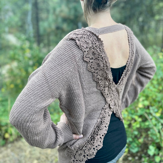 Crochet Back Sweater