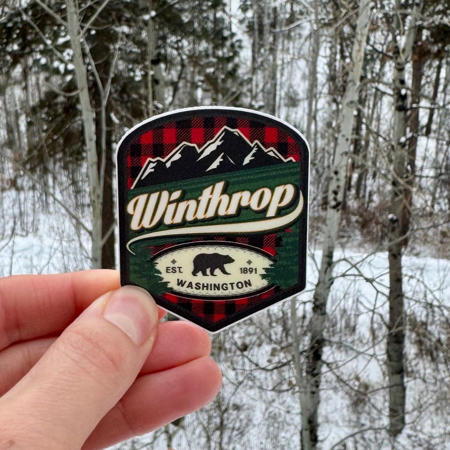 Plaid Winthrop Bear Sticker