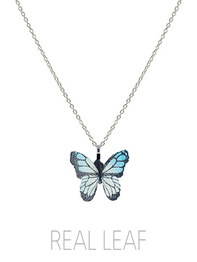 Real Leaf Butterfly Necklace