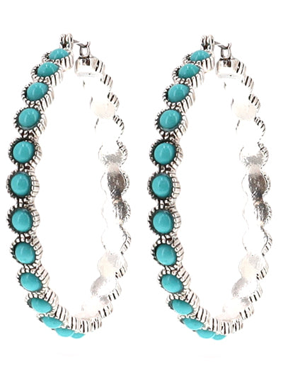 Western Style Turquoise Hoops