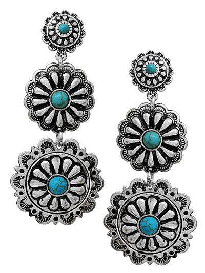 Western Tiered Turquoise Earrings