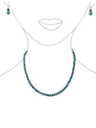 Western Turquoise Choker Necklace Set