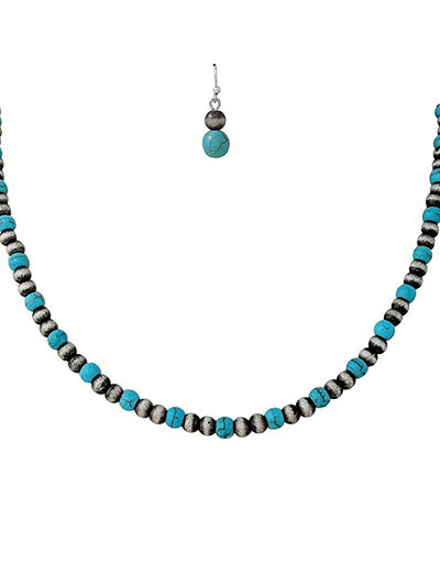 Western Turquoise Choker Necklace Set