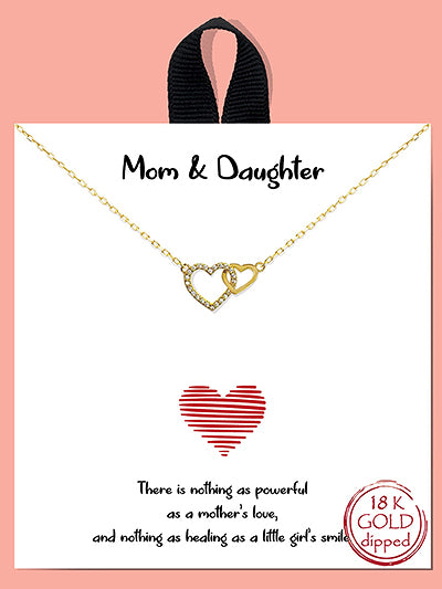 Heart Mom and Daughter Necklace