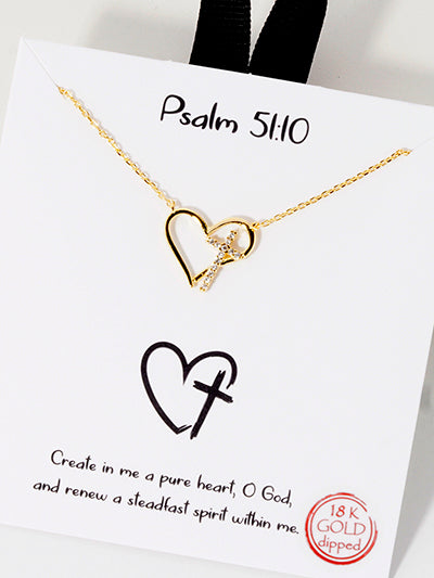 Rhinestone Heart Inside Heart Necklace