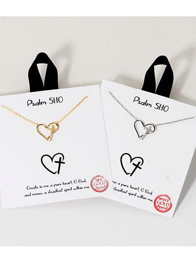 Rhinestone Heart Inside Heart Necklace