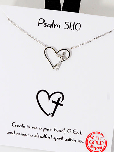 Rhinestone Heart Inside Heart Necklace