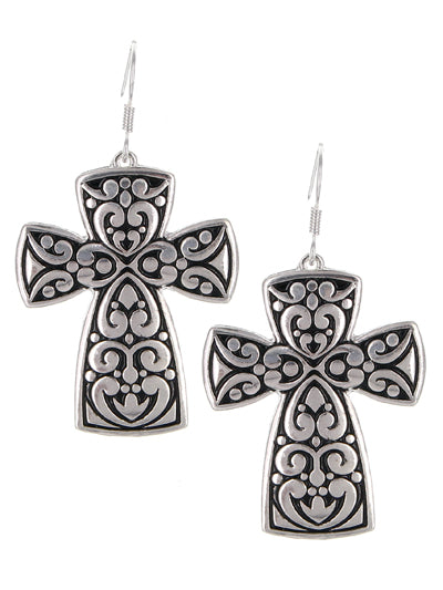 Filigree Cross Earring