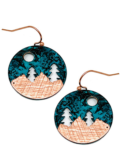 Circle Tree Moon Earrings