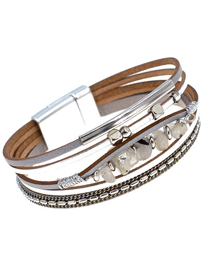 Leather Stone Magnetic Bracelet