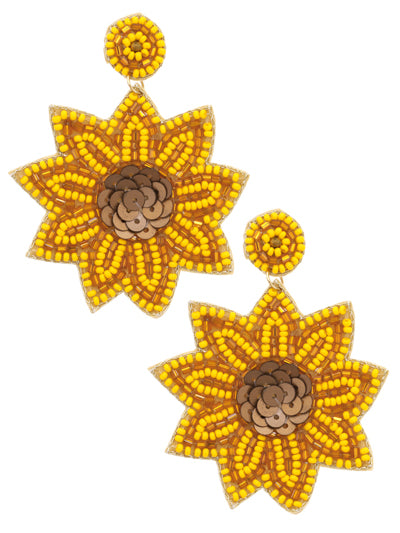 Sunflower Beaded Earrings