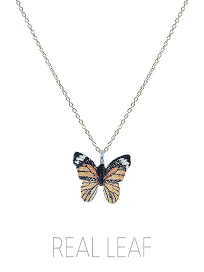 Real Leaf Butterfly Necklace