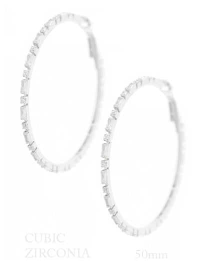 Silver Cubic Zirconia Hoops