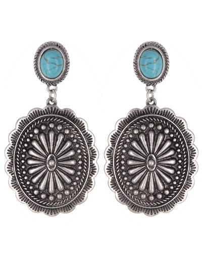 Western Large Concho Earring