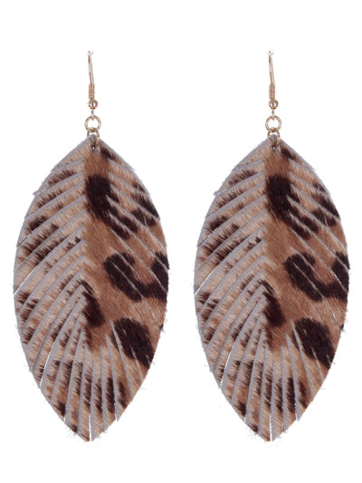 Leopard Print Leaf Earrings