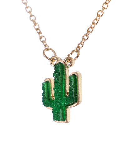 Cactus Druzy Stone Necklace