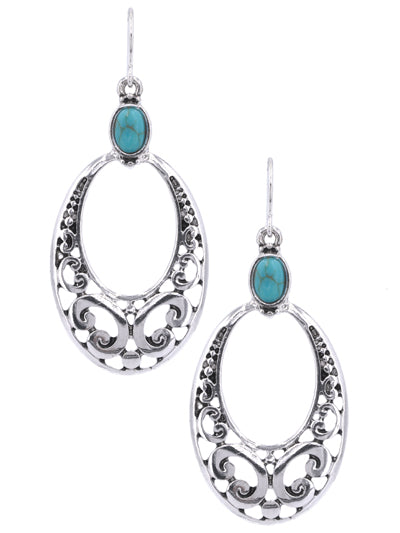 Oval Swirl Turquoise Earrings