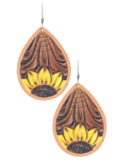 Leather Sunflower Earrings