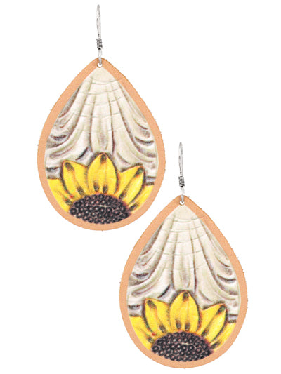 Leather Sunflower Earrings