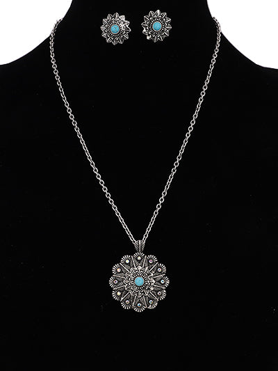 Western Flower Turquoise Necklace