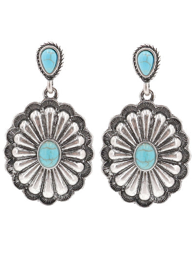 Western Turquoise Concho Earrings